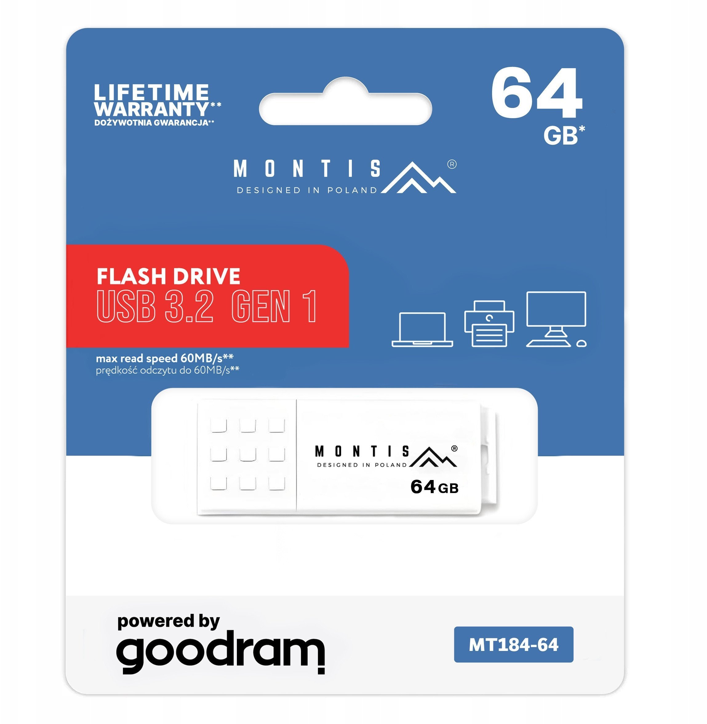 Pamięć USB 3.2 64GB UME3 MT184-64 MONTIS by Goodram MT184-64
