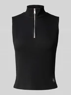 Koszulki i topy damskie - Top ze stójką i zamkiem błyskawicznym - miniaturka - grafika 1