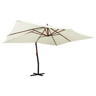 Parasole ogrodowe - Wiszący parasol z drewnianym słupkiem, 400x300 cm, piaskowy - miniaturka - grafika 1