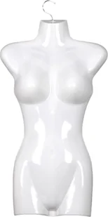 1 x Tors damski - 66 cm plastikowy tors damski - górna część ciała z tworzywa sztucznego w kolorze białym - popiersie manekina - pół plastikowe ciało damskie - figurka manekina - manekin z hakiem - Manekiny wystawowe - miniaturka - grafika 1