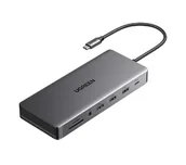 Huby USB - UGREEN CM681 4x USB 2x HDMI DisplayPort RJ45 SD/TF AUX PD 100W Szary - miniaturka - grafika 1