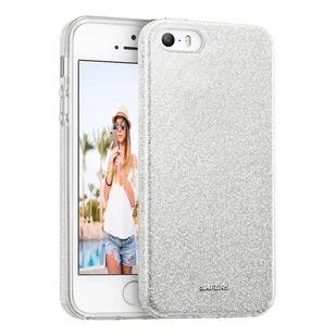 Etui na telefon komórkowy Apple iPhone 5 / 5S / SE Etui Glitter Cover TPU, srebrne - Etui i futerały do telefonów - miniaturka - grafika 1