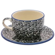 Filiżanki - FILIŻANKA do herbaty kawy 200 ml ze spodkiem - Ceramika Artystyczna Bolesławiec - miniaturka - grafika 1