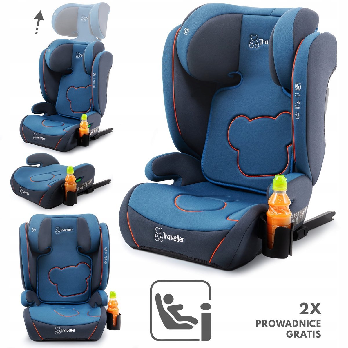 NICOLO FOTELIK SAMOCHODOWY PODSTAWKA 2w1 I SIZE 100-150 CM R129 ISOFIX