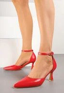 Czółenka - Czerwone Czółenka Vices ze Szpiczastym Noskiem na Obcasie Typu Klepsydra Nusorilis - Born2be - miniaturka - grafika 1