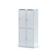 Szafki BHP - Alfa 3 Metalowa szafka ubraniowa 4-drzwiowa, drzwi szare, zamek obrotowy 1261743 - miniaturka - grafika 1