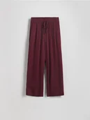 Spodnie damskie - Reserved - Szerokie spodnie z wiskozy - burgundowy - miniaturka - grafika 1