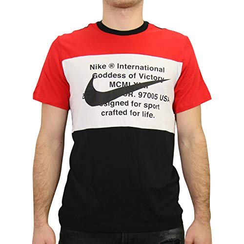 Nike męski T-shirt M Nsw Swoosh Tee Ss czarny Black/University Red/White XX-L