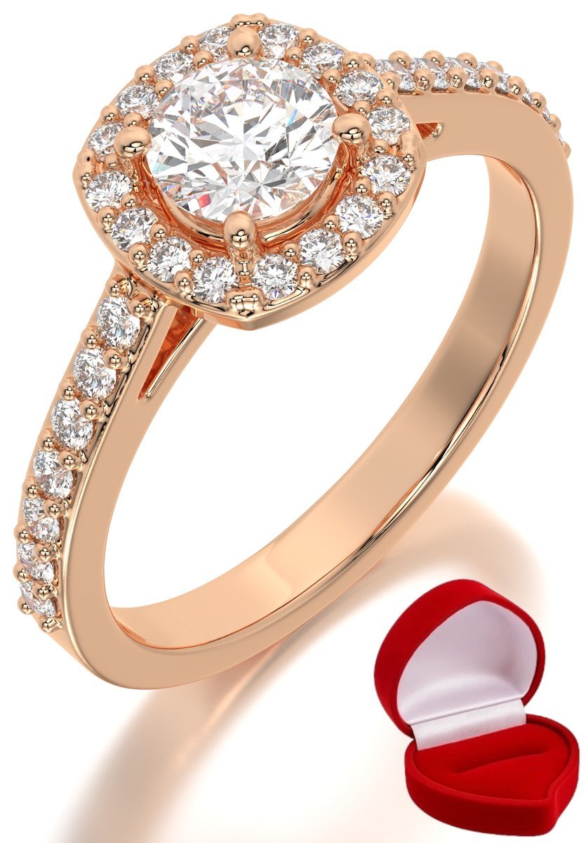 ZŁOTY PIERŚCIONEK ZARĘCZYNOWY 585 14k BRYLANT LAB 0,50 ct RÓŻOWE ZŁOTO R18