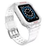 Etui i futerały do telefonów - Protect Strap Band opaska z etui do Watch 7 / 6 / 5 / 4 / 3 / 2 / SE (41 / 40 / 38mm) obudowa pancerny pokrowiec na zegarek biały - miniaturka - grafika 1
