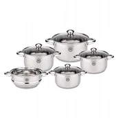 Zestawy garnków i patelni - Zestaw garnków MG Home LAURO 9 stal nierdzewna WKŁAD DO GOTOWANIA NA PARZE - miniaturka - grafika 1