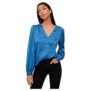 Vila Koszula damska z dekoltem w serek, federal blue, 44 - Koszule damskie - miniaturka - grafika 1