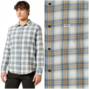 Wrangler 1 PKT SHIRT Indigo White bawełniana koszula w kratę REGULAR FIT XL - Koszule męskie - miniaturka - grafika 1