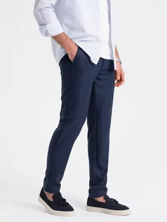 Spodnie męskie - Spodnie męskie klasyczne chino SLIM FIT - granatowe V1 OM-PACP-0182 - grafika 1