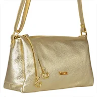 Torebki damskie - VEZZE złota listonoszka skóra naturalna - miniaturka - grafika 1