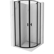 Kabiny prysznicowe - Mexen Mist kabina prysznicowa półokrągła uchylna 90 x 90 cm, czarna ramka, czarna - 8A32-090-090-70-70 - miniaturka - grafika 1
