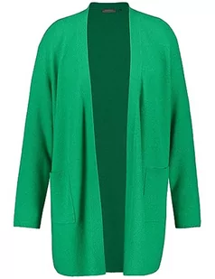 Samoon Damski przytulny kardigan z długim rękawem, przecięte ramiona kurtka dzianinowa kardigan jednokolorowy, Montana Green, 46 Duże Rozmiary - Swetry damskie - miniaturka - grafika 1