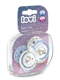 Canpol babies LOVI dynamiczny silikonowy smoczek uspokajający Night&Day Boy Lamb 3-6 m 22/810 x 2 szt - Kubki dla dzieci - miniaturka - grafika 1
