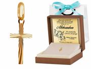 Biżuteria dla dzieci - Złota Zawieszka 585 Krzyżyk La Luce Grawer - miniaturka - grafika 1