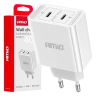 Ładowarki do telefonów - Ładowarka sieciowa 230v 2x usb-c 40w amio-03892 - miniaturka - grafika 1