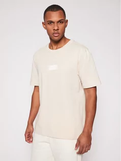 Koszulki męskie - Adidas T-Shirt Silicon Badge T GN3298 Beżowy Regular Fit - grafika 1