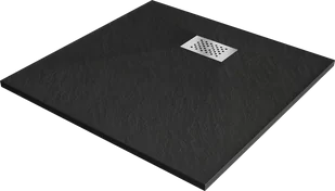 Mexen Hugo brodzik kwadratowy SMC 70 x 70 cm, czarny, maskownica inox - 42707070-X - Brodziki prysznicowe - miniaturka - grafika 1