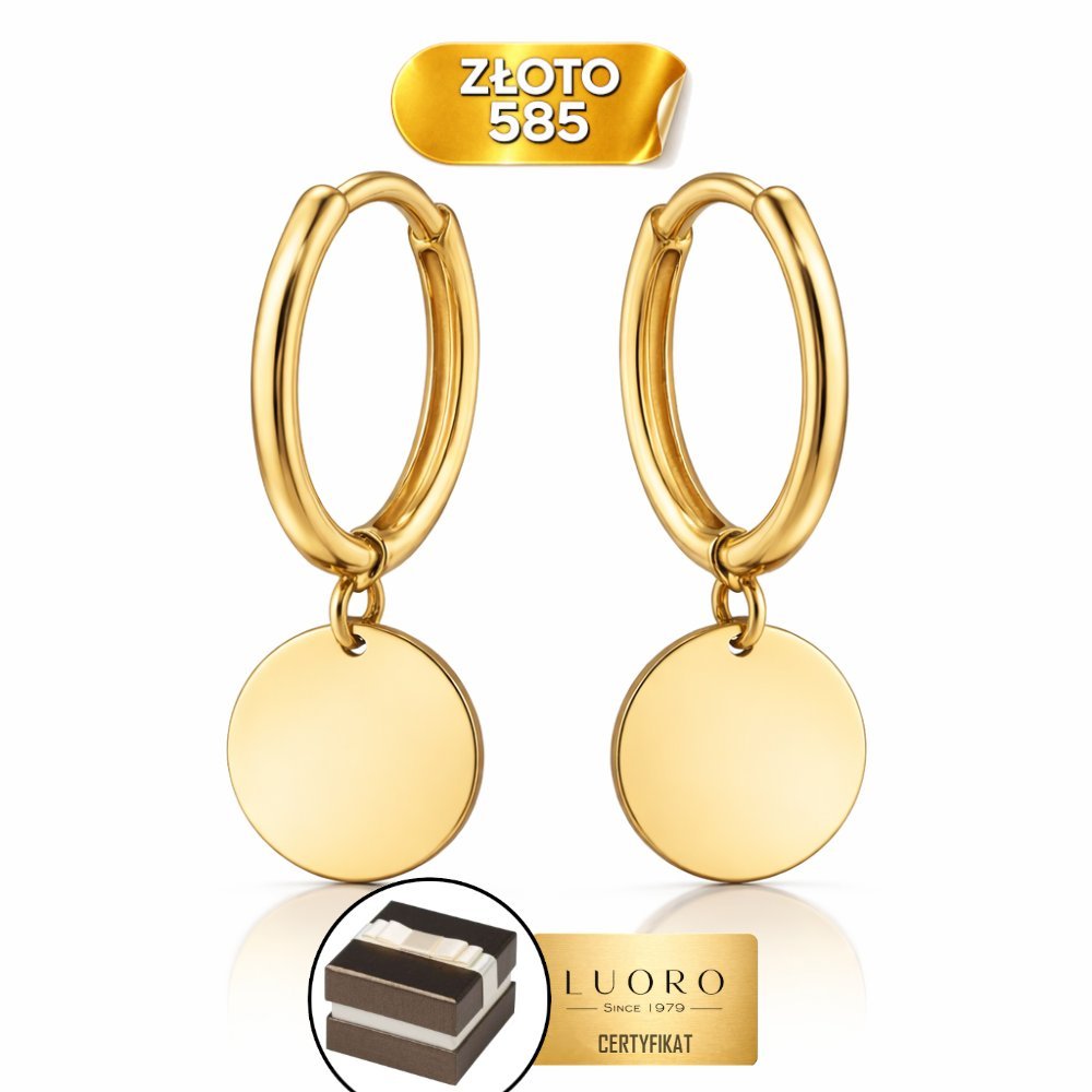KOLCZYKI ZŁOTE 585 14K KOŁA Z PEŁNYM KOŁKIEM KREOL 2,1 CM ELEGANCKIE