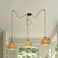 Lampy ogrodowe - Zewnętrzna lampa wisząca Lucande Taniola, 3-punktowa, beżowa, rattanowa - miniaturka - grafika 1
