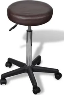 Taborety i hokery - Elior Brązowy tapicerowany taboret obrotowy na kółkach - Albin - miniaturka - grafika 1