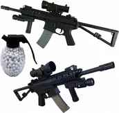 Zabawki militarne - Karabin na kulki plastikowe duży atrapa broni ze składaną kolbą - miniaturka - grafika 1
