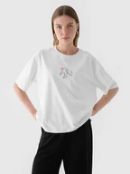 Koszulki i topy damskie - T-shirt oversize 100% bawełna damski 4F 4FRAW24TTSHF2582-10S Biały - miniaturka - grafika 1
