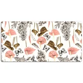 Podkładki na biurko - Ochronna mata na biurko Kwiaty i motyle 120x60 cm, Dywanomat - miniaturka - grafika 1