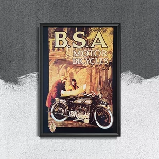 Plakat vintage do salonu B.S. A Motocykle A1 60x85cm z ramką pion - Plakaty - miniaturka - grafika 1