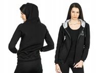 Bluzy damskie - Damska Bluza Rozsuwana z Kapturem BBD01 r L czarna - miniaturka - grafika 1