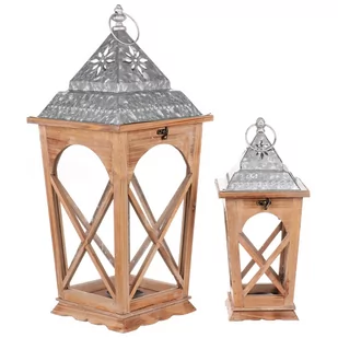 Zestaw latarni drewnianych Obervellach, 2 szt. - Oświetlenie świąteczne - miniaturka - grafika 1