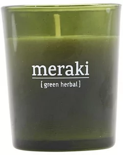 Świece - Meraki Świeca zapachowa Meraki Green Herbal mała w zielonym szkle 308150051 - grafika 1