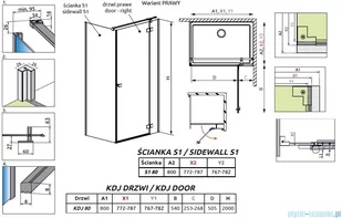 Radaway Essenza Black Kdj kabina 80x80cm prawa szkło przejrzyste 1385043-54-01R/1384051-01-01 - Kabiny prysznicowe - miniaturka - grafika 2