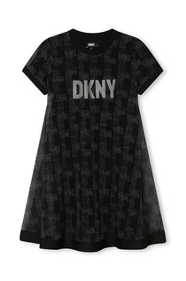 Sukienki i spódniczki dla dziewczynek - Dkny sukienka dziecięca kolor czarny mini rozkloszowana - DKNY - grafika 1