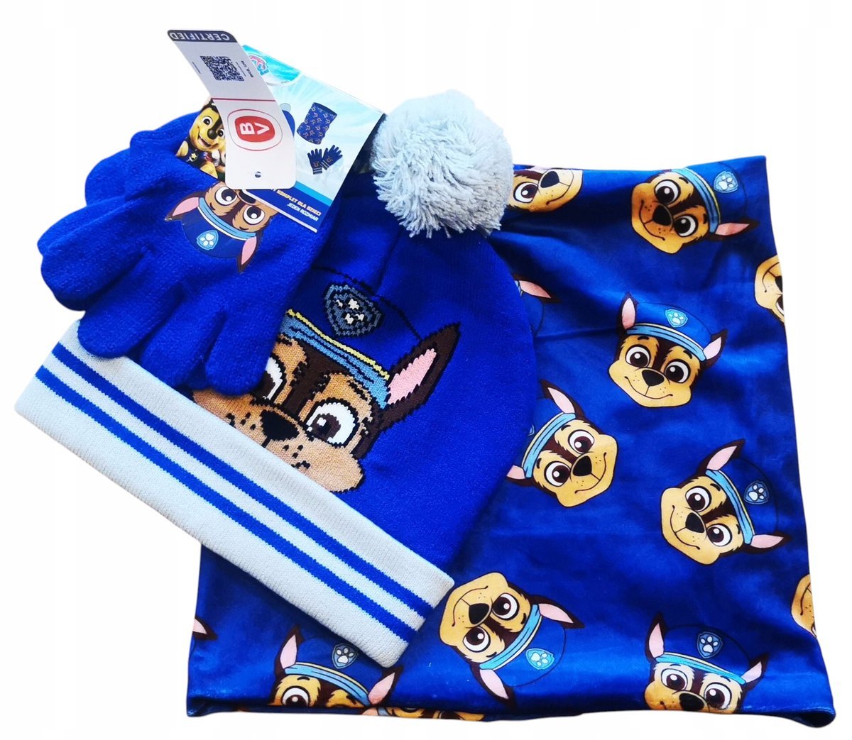 Zestaw zimowy PSI PATROL rękawiczki +komin + czapka CHASE s1676