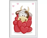 Zabawki kreatywne - Diamentowa Mozaika 12x17 Krowa With Love - miniaturka - grafika 1