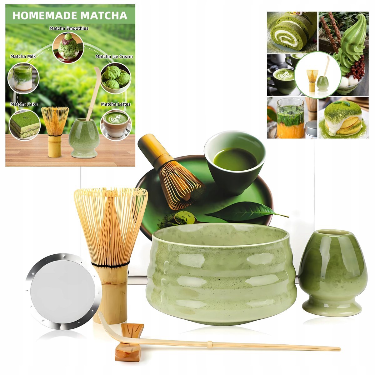 ZESTAW DO HERBATY MATCHA 5 ELEMENTÓW CERAMIKA MIOTEŁKA SITKO MISA