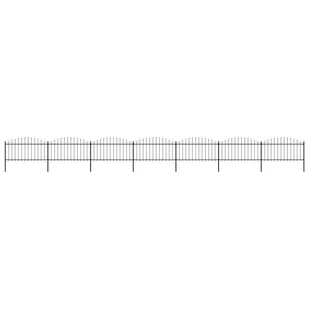 vidaxl Panele ogrodzeniowe z grotami, stal, (1,25-1,5)x11,9 m, czarne - Ogrodzenia - miniaturka - grafika 2