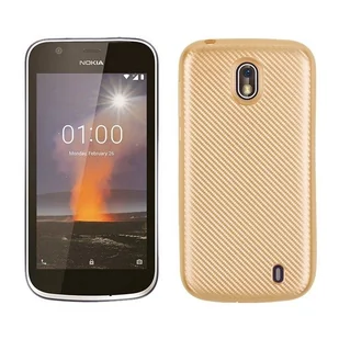 NoName Etui Carbon Fiber Nokia 1 złoty/gold - Etui i futerały do telefonów - miniaturka - grafika 1