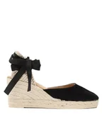 Espadryle damskie - Manebi Espadryle Soft Suede Low Wedge Espadrilles K 1.0 WL Czarny - miniaturka - grafika 1