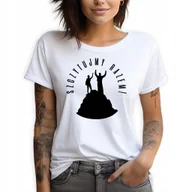 Zestawy upominkowe - Koszulka Damska T-SHIRT Biały roz.L SZCZYTUJMY RAZEM Śmieszne Górskie Wzory - miniaturka - grafika 1