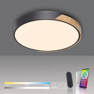 Paul Neuhaus Q-BILA lampa sufitowa LED, czarna/dąb - Lampy sufitowe - miniaturka - grafika 5