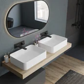 Umywalki - Bernstein Umywalka nablatowa NT8566 odlew mineralny - 50x36x12,5 cm - biały mat - miniaturka - grafika 1