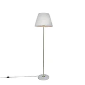 Lampy stojące - QAZQA Lampa podłogowa retro mosiądz klosz plisowany kremowy 45cm - Kaso - miniaturka - grafika 1