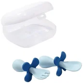 Sztućce dla dzieci - Babyono Sztućce ergonomiczne dla dzieci granatowe - miniaturka - grafika 1