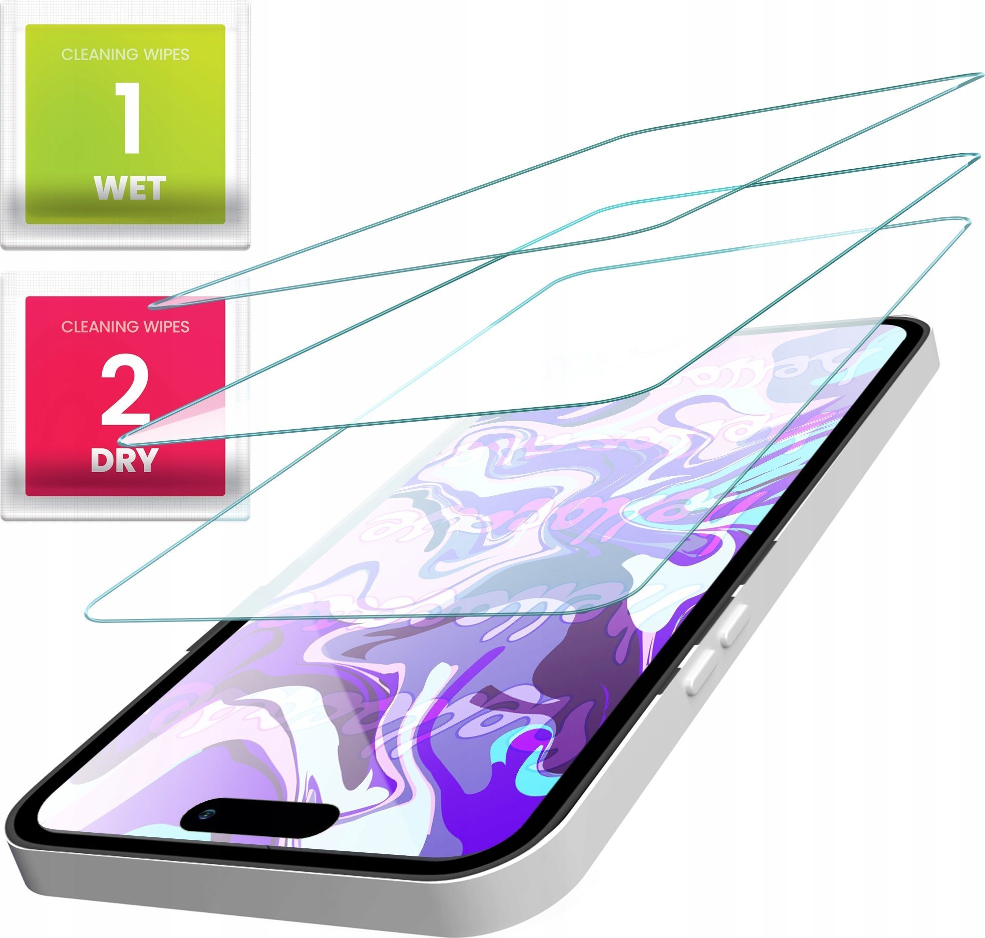 Hello Case 3-PAK Szkło Hartowane do Iphone 15 Pro szybka 9H, płaskie 2.5D, ochronne